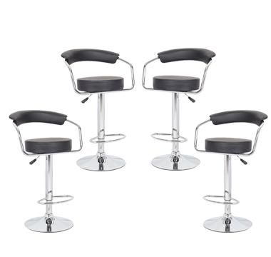 4x Black PU Leather Half-Moon Kitchen Bar Stools