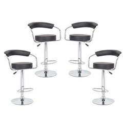 4x Black PU Leather Half-Moon Kitchen Bar Stools