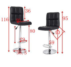 4x Black PU Leather Full Grid Kitchen Bar Stools