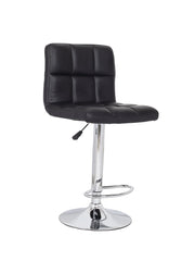 4x Black PU Leather Full Grid Kitchen Bar Stools