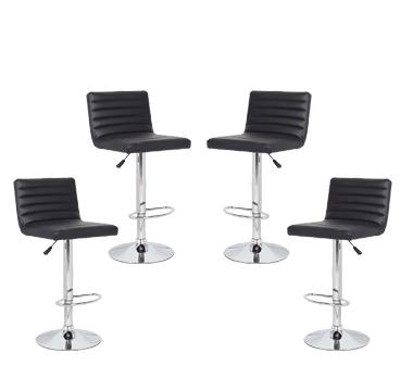 4x Black PU Leather Full Sectioned Kitchen Bar Stools