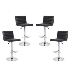 4x Black PU Leather Full Sectioned Kitchen Bar Stools