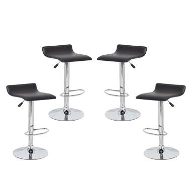 4x Black PVC Contemporary S-Curve Kitchen Bar Stools