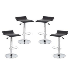 4x Black PVC Contemporary S-Curve Kitchen Bar Stools