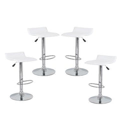 4x White PVC Contemporary S-Curve Kitchen Bar Stools