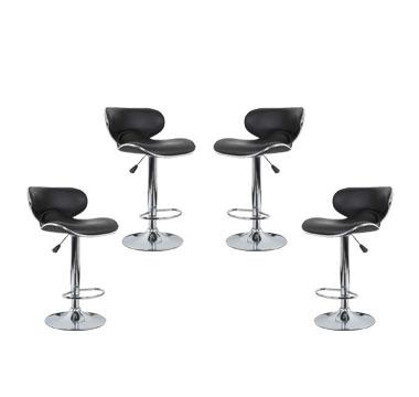 4x Black PU Leather Figure-Eight Kitchen Bar Stools