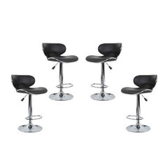4x Black PU Leather Figure-Eight Kitchen Bar Stools