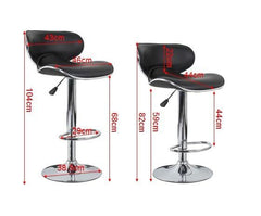 4x Black PU Leather Figure-Eight Kitchen Bar Stools