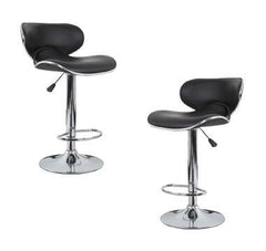 4x Black PU Leather Figure-Eight Kitchen Bar Stools
