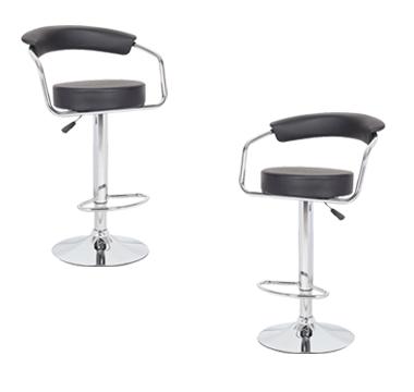 2x Black PU Leather Half-Moon Kitchen Bar Stools