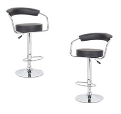 2x Black PU Leather Half-Moon Kitchen Bar Stools