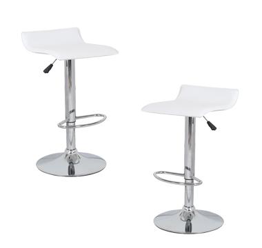 2x White PVC Contemporary S-Curve Kitchen Bar Stools
