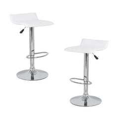 2x White PVC Contemporary S-Curve Kitchen Bar Stools