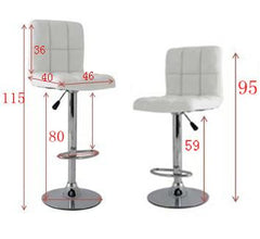 2x White PU Leather Full Grid Kitchen Bar Stools