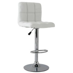 2x White PU Leather Full Grid Kitchen Bar Stools
