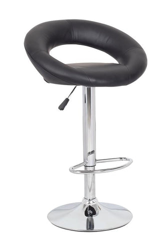 2x Black PU Leather Circular Kitchen Bar Stools