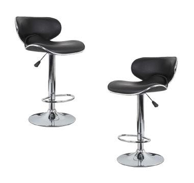 2x Black PU Leather Figure-Eight Kitchen Bar Stools
