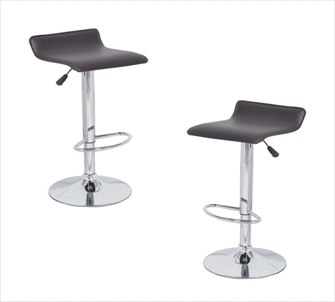 2x Brown PVC Contemporary S-Curve Kitchen Bar Stools