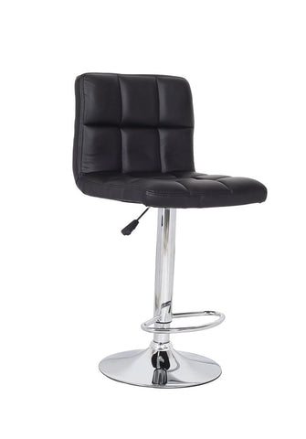 2x Black PU Leather Full Grid Kitchen Bar Stools