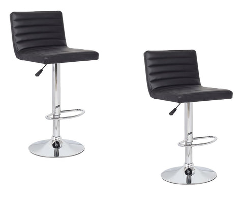 2x Black PU Leather Full Sectioned Kitchen Bar Stools