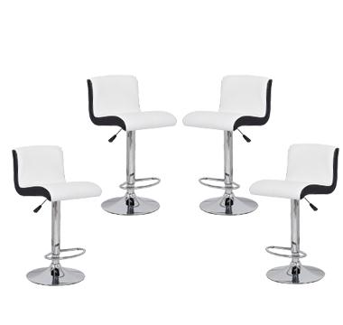 4x Black & White PU Leather Kitchen Bar Stools Modern Design