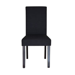 2 x Premium Fabric Linen Palermo Dining Chairs High Back - Black