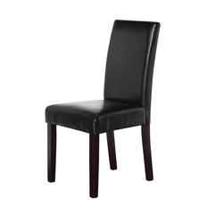 2 x PU Leather Palermo Dining Chairs High Back - Black