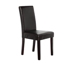 2 x PU Leather Palermo Dining Chairs High Back - Brown