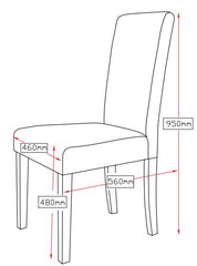 2 x PU Leather Palermo Dining Chairs High Back - Brown