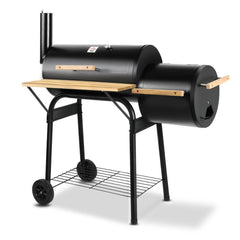 Grillz 2-in-1 Offset BBQ Smoker - Black