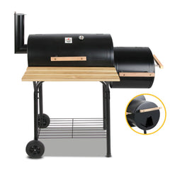Grillz 2-in-1 Offset BBQ Smoker - Black