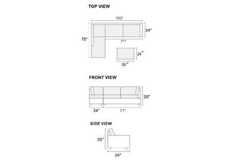 Chaise Lounge | Fabric Lounge | Macintosh 3.5 Seater (Steel)