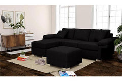 Black Lounge | Chaise Sofa | Wembley 3 + Chaise ( Black )